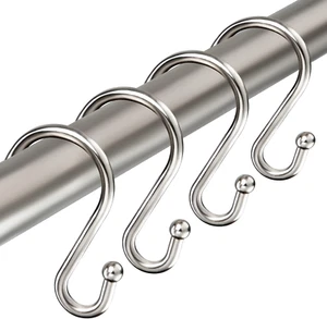 Shower Curtain Hooks Rings, Stainless Steel S Shaped Shower Hooks Rust Proof, Sh - Picture 1 of 7