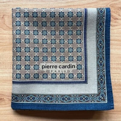 HANDKERCHIEF VINTAGE MEN'S GEOMETRIC PATTERNED POCKET SQUARE COTTON 17" A-0485 - Image 1 of 2