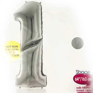 Palloncino Numero 1 Maxi 160cm Argento 1pz 11820 - Foto 1 di 1