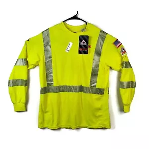 Bulwark Men's Lightweight CAT2 FR Hi-Visibility Long Sleeve T-Shirt Large Reg - Picture 1 of 16