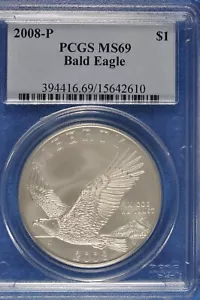 2008 P PCGS MS69 Bald Eagle Commemorative Silver Dollar MS69 - Picture 1 of 2