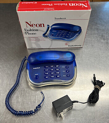 RadioShack Blue Neon Fashion Phone 43-3204 Funky Telephone Tested/Works! W/ Box • 49.99€