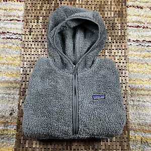 Patagonia Deep Pile Fleece Hoodie Hoody Jacket Full Zip Grey Women’s Size Large - Picture 1 of 4