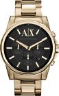 New Armani Exchange Mens Ax2095 Gold Tone Black Dial Chronograph Watch