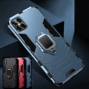 iPhone 14 13 12 11 8 7 XR Heavy Duty Slim Shockproof Case Satnd Military Bumper - Picture 1 of 15