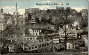 Postal de colección Maryland MD vista de pájaro Ellicott City ~ cielo azul - Imagen 1 de 3