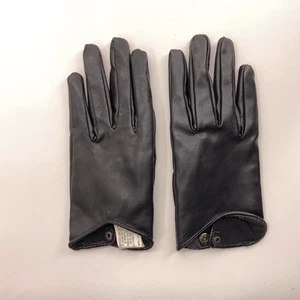 V Cut Cuff Snap Black Winter Dress Gloves - Picture 1 of 5