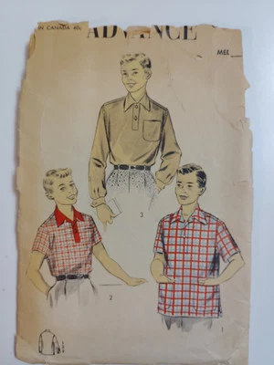 Sport Shirt Boys M 10 12 Advance 6732 Sewing Pattern Cut 1/2 Button Pullover VTG - Image 1 of 4