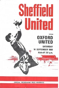 SHEFFIELD UNITED V OXFORD UNITED ~ 14 SEPTEMBER 1968 ~ VERY GOOD CONDITION - Picture 1 of 1
