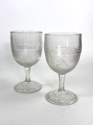 2 Antique Victorian Sandwich Glass flint glass goblets POWDER & SHOT early c1870 - Image 1 of 4