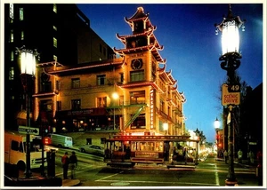 CHINATOWN night view SAN FRANCISCO, California CA 4x6 Postcard - Picture 1 of 2