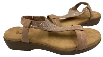 Croft & Barrow Women's Jeweled Slip On Strappy Dress Sandals Taupe Size:9 155D - Image 1 of 4
