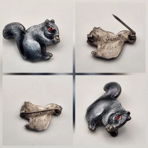 Vintage 925 Sterling Squirrel & Acorn Pin Brooch Small - Picture 1 of 10