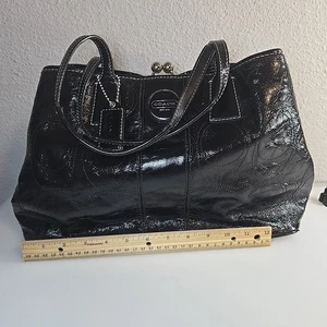 Vintage klassische Coach Schultertasche Handtasche schwarz Leder Gallery D1193-f15658 - Bild 1 von 11