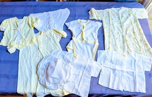 Lot Of Vintage Baby Clothes Yellow & White Infant Girl Carters Cat Bunny Doll - Picture 1 of 15