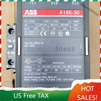 Nuevo en caja ABB A185-30 A185-30-11 contactor de CA 24V、110V、220-230V libre de impuestos de EE. UU. Foto 1 de 3