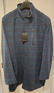Paul Frederick Wool Blend Teal Plaid Car Coat – 3XL Tall NEW w/tags Free Ship - Picture 1 of 18