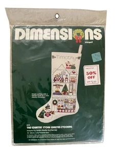 Dimensions Crewel Christmas Stocking Kit Country Store Quilted 8039 Embroidery - Picture 1 of 2