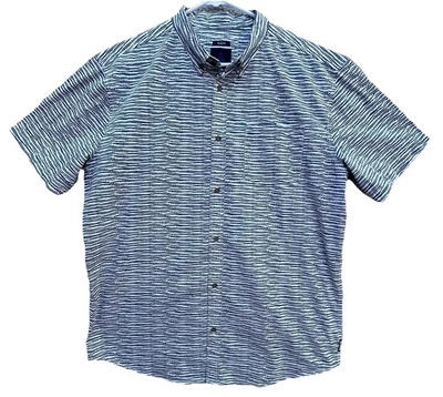 Camisa PrAna Para Hombre Calce Ajustado Azul/Blanco Geométrica Con Botones Manga Corta Talla XL Foto 1 de 4