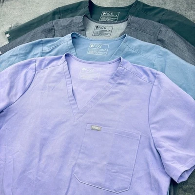 FIGS Caterina Scrub Tops (Lot of 4) Womens XL Purple Blue Gray Green FW1000 - Image 1 of 4