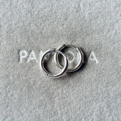 NEW Pandora S925 ALE - Plain Hoop Earrings - Image 1 of 4