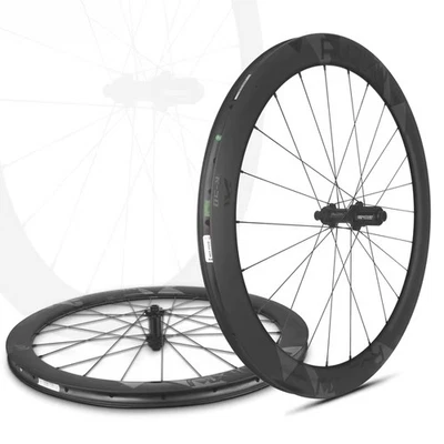 Juego de ruedas de carbono para bicicleta de carretera 700C freno de disco buje de trinquete ruedas sin cámara Foto 1 de 4