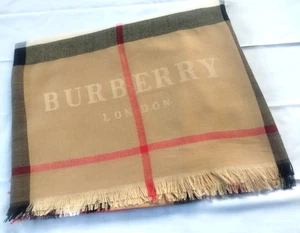 Burberry Scarf 65% Wool 35% Silk Wrap Soft Fringes Shawl - Picture 1 of 9