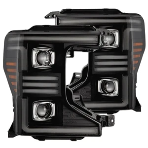 For 20-22 Ford Super Duty AlphaRex PRO Black Halogen Projector Headlights Lamps - Foto 1 di 13