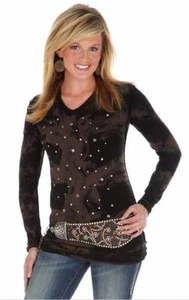 MUJER WRANGLER ROCK 47 LJK805E MARRÓN/NEGRO ESQUELETO LAVADO TACHONADO PEQUEÑO NUEVO - Imagen 1 de 1