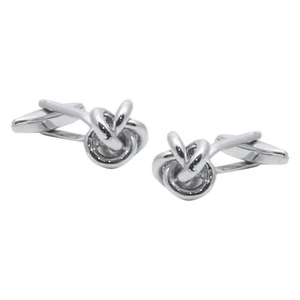 Klassische Knotenmanschettenknöpfe in Metall und Rhodium poliert - - Bild 1 von 2