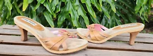 Sandali Slip On Vintage Y2K Steve Madden Picaso Marrone Legno Gattino 7B Difetto - Foto 1 di 6