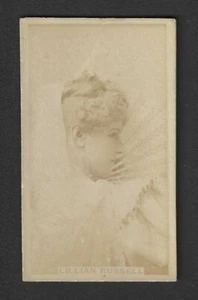 1880's N245 Kinney Tobacco Card - Actresses Series - Lillian Russell with Fan - Picture 1 of 2