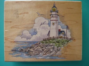 Lighthouse Seascape, Large STAMPS HAPPEN Rubber Stamp - Picture 1 of 2