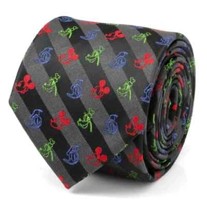 Corbata para hombre Mickey and Friends multi rayas negras - mezcla de seda - Imagen 1 de 5