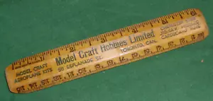 1930s-40s Model Craft Hobbies Limited Toronto Canada, Vintage 6" wood Ruler - Picture 1 of 4