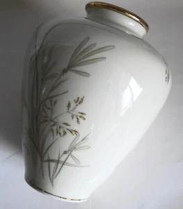 KPM Krister Vase, Tischvase, Bauchig, Gräser Dekor, Goldrand - Bild 1 von 13