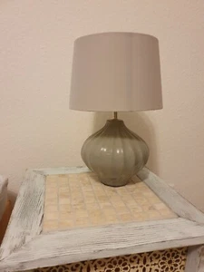Tischlampe Grau Keramik mit Schirm Stehlampe Lampe - Bild 1 von 2