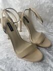 Nine West Women’s Size 9  Zadie Ankle Strap Sandals  Natural Patent  4 Inch