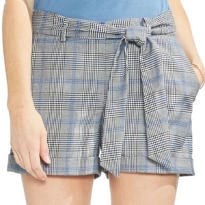 Vince Camuto Plaid Waist Tie Cuffed Shorts Size 16 - Picture 1 of 12