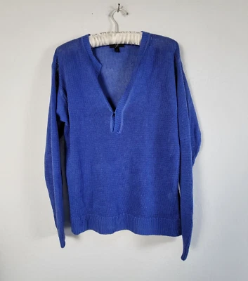 Suéter de verano de playa tejido de lino con cuello abertura talla XXS azul holgado de gran tamaño J.Crew Foto 1 de 4