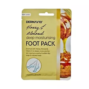 Máscara de pies Derma calcetines hidratantes miel y almendra para tacones secos ásperos y cocidos - Imagen 1 de 13