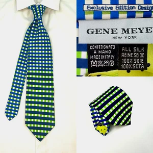 GENE MEYER New York Necktie Men Exclusive Edition Design 100% SETA SILK ITALY - Picture 1 of 15