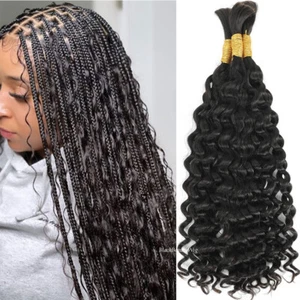 Micro tresse cheveux ondes profondes tresses malaisiennes cheveux humains en vrac sans trame 100 g/pics - Photo 1 sur 12