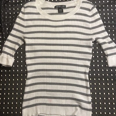 SUÉTERES ESTADOS UNIDOS Mujer Talla Grande Color Blanco Y Gris Manga 3/4 Acanalados Foto 1 de 4