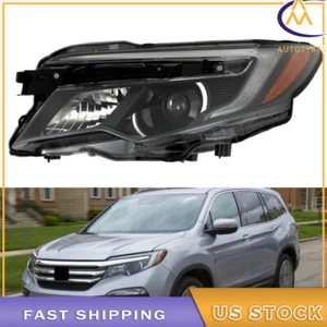 Halogen w/o DRL Black Headlight For 16-18 Honda Pilot LX/17-20 Ridgeline LH Side - Foto 1 di 9