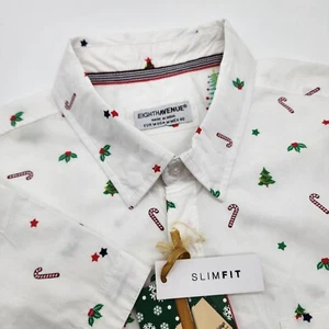 🎄Eighth Avenue Collared Button Up Shirt Mens Size M Christmas Candy Cane $39.99 - Bild 1 von 8