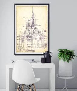 Blueprint of the Disney World Castle POSTER! (up to 24" x 36") - 1969 - Vintage - Picture 1 of 7