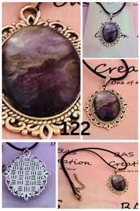 One of a kind Hand-Painted Fluid Art Oval Cabochon Necklace - Picture 1 of 6