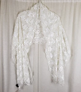 NWT Cejon White Lace Embellished Piano Shawl Scarf Wrap Womens OS Wedding Bridal - Picture 1 of 7