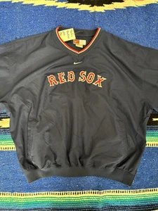 Boston Red Sox Jacket Mens XL MLB Baseball Pullover Windbreaker V Neck Nike - Picture 1 of 12